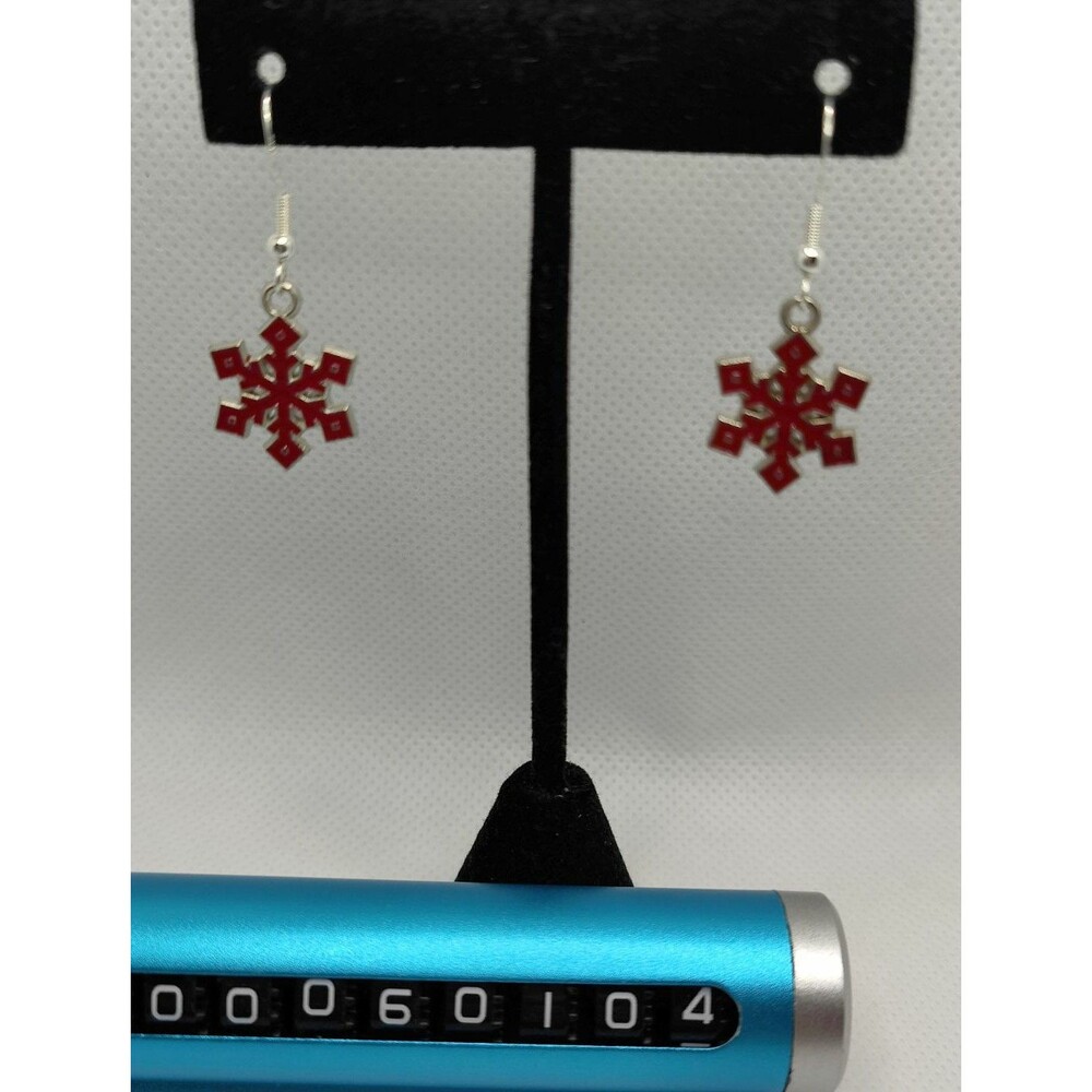 Red Snowflake Earrings